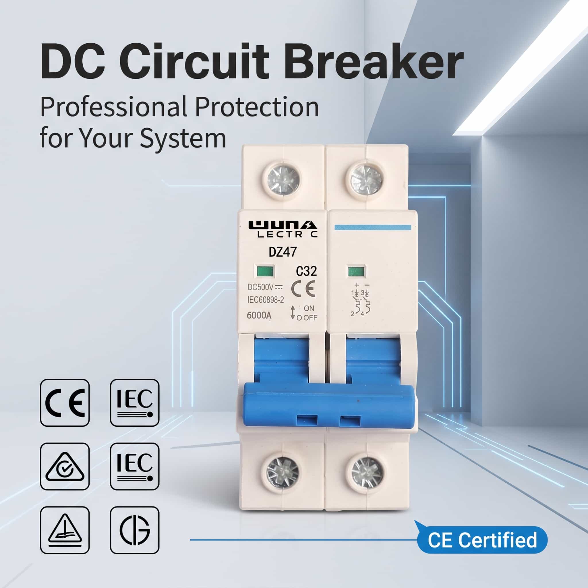 2 полски DC минијатурен прекинувач DZ47 C32 500V